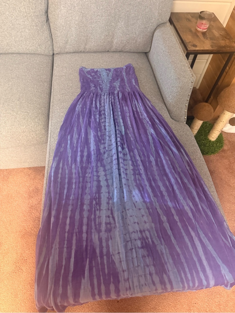 ISHKA Purple Tie-Dye Strapless Maxi Dress